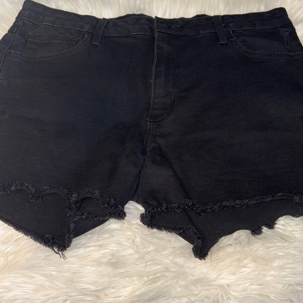 Just Black Frayed Hem Jean Shorts